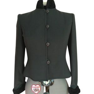 Military-Style Blazer w/ Faux Fur Collar & Cuffs